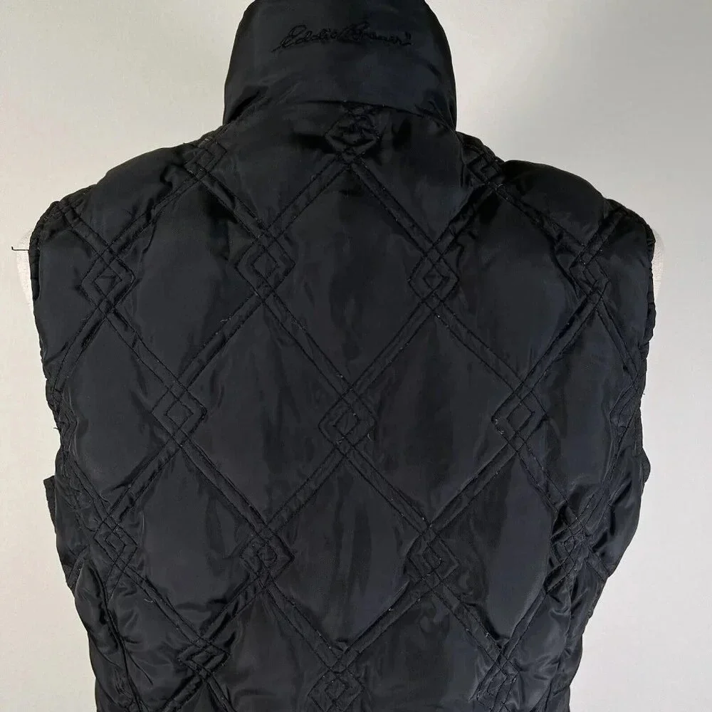 Eddie Bauer Vest Women's Small Black‎ Puffer Diamond Quilted Full Zip Outdoor